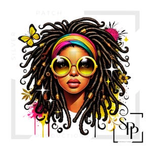 UV-DTF-sticker Mooie zwarte Sista-retro-look Locs Klaar voor gebruik Permanente zelfklevende sticker Bekers Telefoonhoesjes Brillen Auto's Elk plat oppervlak