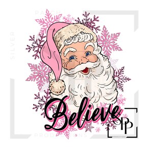UV-DTF Blue Eyed Believe Santa Pink Hat Print Klaar om aan te brengen Permanente sticker Cups Telefoon Bril Cars