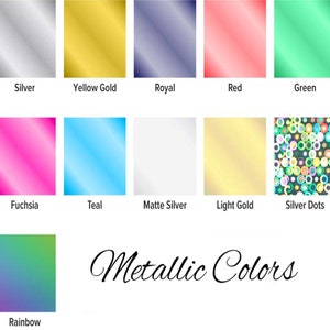 Puede incluir: Un gr&aacute;fico que muestra diferentes colores met&aacute;licos, incluyendo plata, oro amarillo, azul real, rojo, verde, fucsia, azul verdoso, plata mate, oro claro, puntos plateados y arco&iacute;ris.