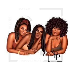 UV-DTF Sisters Best Friends Sistas 3 mooie zwarte vrouwen Print klaar voor gebruik Permanente zelfklevende cups Telefoonhoesjes Brillen Auto