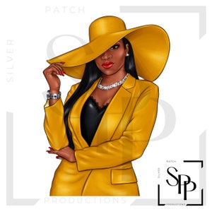 UV DTF Decals African American Beautiful Woman Boss Lady In Yellow Ready to Apply Permanent Adhesive Cups Phone Cases Bril Auto's