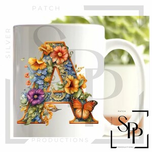Decalque UV DTF Jardim Floral Alfabeto Impressão Pronto para Aplicar Copos Adesivos Permanentes Capas de Telefone Óculos Carros Copos de Casamento Canecas Superfície Dura