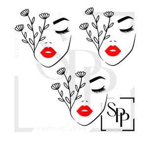 UV-DTF 3 ornament gezicht stickers dame gezicht gesloten oog bloemen stijl 2 toevoegen accessoires maak je eigen permanente kopjes telefoonhoesjes bril plantenbakken