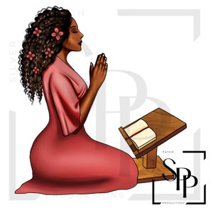 UV DTF Afro-Amerikaanse mooie vrouw op haar knieën in gebed Print Klaar voor het aanbrengen van permanente zelfklevende Sticker Cups Telefoonhoesjes Bril Auto's