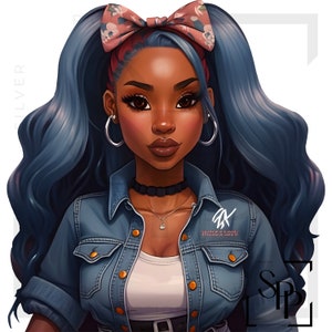 UV DTF Afro-Amerikaanse mooie vrouw denim met haarstrikafdruk Klaar voor het aanbrengen van permanente zelfklevende sticker Cups Telefoonhoesjes Bril Auto's