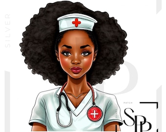 UV DTF Decal African American Beautiful Black Nurse Professional Print Ready To Apply Permanent Adhesive Cups Phone Cases Glasses Cars