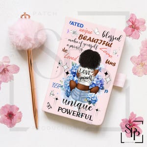 UV-DTF Afro-Amerikaans Beautiful Love Yourself Blauw A5-formaat afdruk klaar om aan te brengen permanente zelfklevende sticker cups auto's boekomslagen