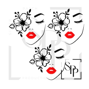 UV-DTF 3 ornament gezicht stickers dame gezicht gesloten ogen bloemen accessoires toevoegen maak je eigen permanente kopjes telefoonhoesjes glazen plantenbakken
