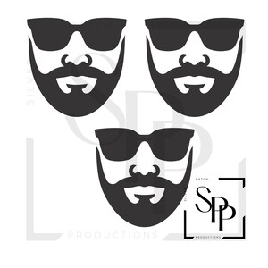 UV DTF 3 ornament gezicht stickers man baard en zonnebril accessoires toevoegen Maak je eigen permanente kopjes glazen plantenbakken vazen