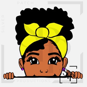 UV DTF Decal African American Peeking Girl Yellow Headband Print Ready to Apply Permanent Adhesive Cups Phone Cases Glasses Cars