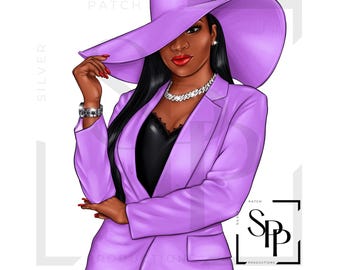 UV DTF Black Woman Standing On Business In Lilac Two Complexions Shirt Ready to Apply Permanent Adhesive Decal Cups Phone  Glasses Cars
