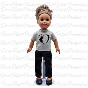 18&quot; Doll Iron On Decal Cat In A Heart