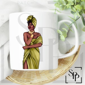 UV DTF African American Beautiful Woman Goddess In Green Ready to Apply Permanent Adhesive Decal Sticker Cups Phone Cases Bril Auto's