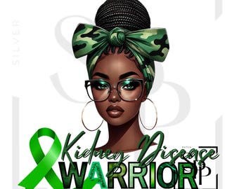 UV DTF Kidney Disease Warrior Black Woman Braided Hair Print Ready to Apply Permanent Adhesive Sticker Cups Phone Cases Glasses