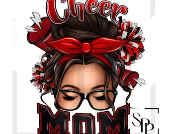 UV-DTF-sticker Cheer Mom Rood Wit Latina Woman Klaar om aan te brengen Permanente zelfklevende sticker Bekers Telefoonhoesjes Bril Auto's Elk plat oppervlak