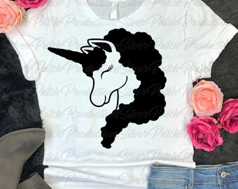 Curly Fro Unicorn HTV Iron On Transfer