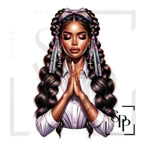 UV DTF Mooie Latina Vrouw Afro Latina Bidden Afdrukken Klaar om aan te brengen Permanente sticker Kopjes Telefoonhoesjes Bril Auto