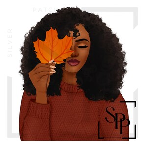 UV DTF sticker herfst mooie zwarte vrouw trui blad bruine kleur haar print klaar voor het aanbrengen van permanente zelfklevende cups telefoon gevallen glazen auto's