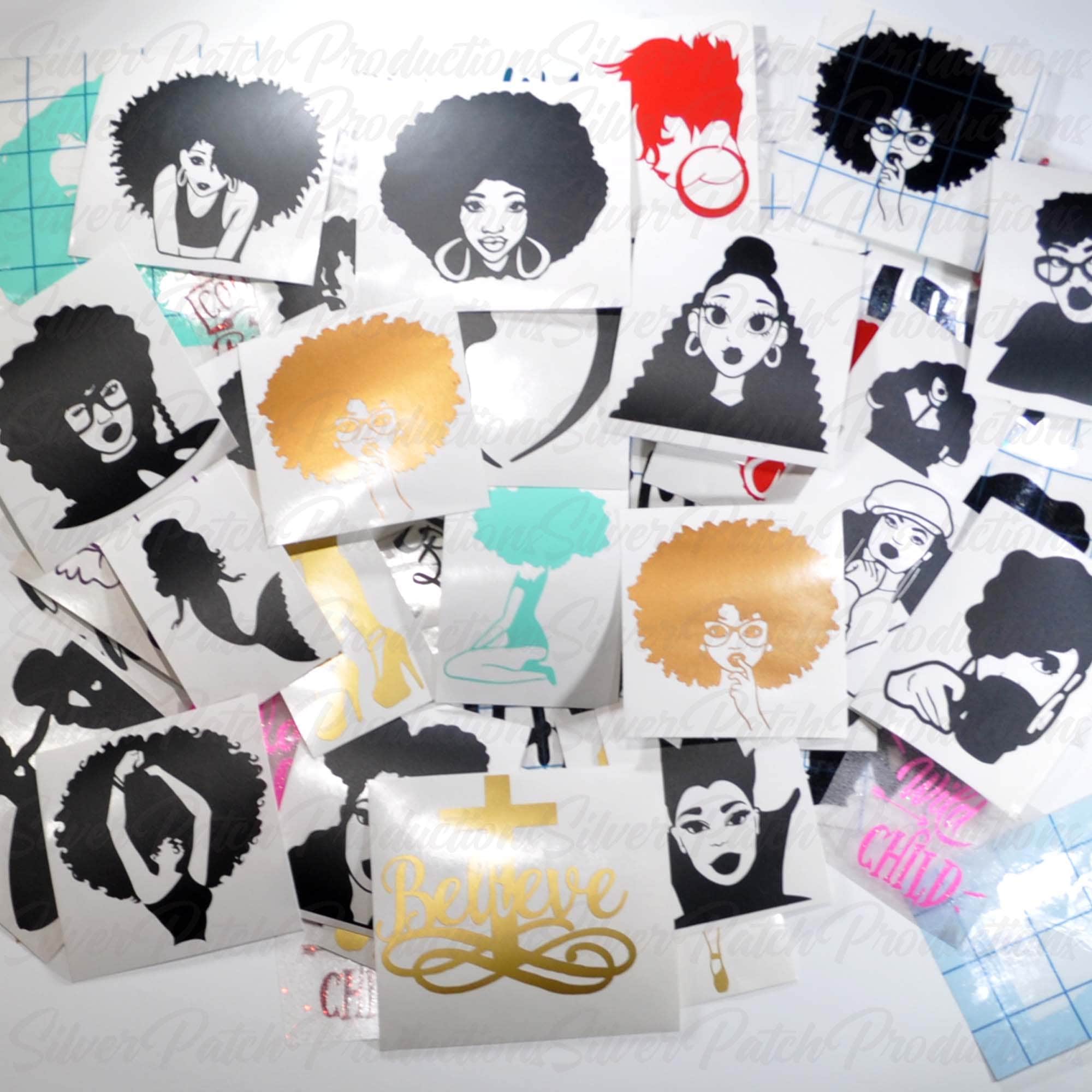 African American Decal Full Lips Afro Woman Permanent Vinyl Etsy