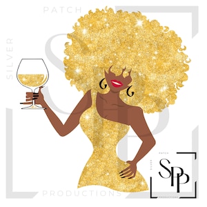 UV-DTF-sticker Afro-Amerikaanse mooie vrouw proost wijnglasprint klaar om aan te brengen Permanente zelfklevende bekers Telefoonhoesjes Bril Auto's