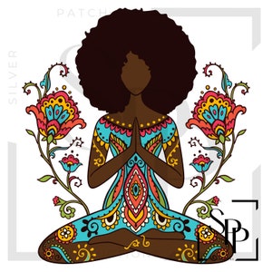 UV DTF-sticker African American Beautiful Woman Yoga Print Klaar om permanente zelfklevende cups aan te brengen Telefoonhoesjes Bril Auto's