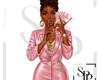 UV DTF Decals African American Beautiful Woman Boss Lady Pink Print Ready to Apply Permanent Adhesive Cups Phone Cases Glasses Cars