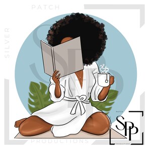 UV DTF Afro-Amerikaanse mooie vrouw ontspannend met mijn boek Print Klaar om permanente zelfklevende sticker aan te brengen Cups Telefoonhoesjes Brillen Auto's