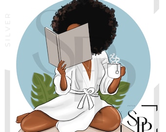 UV DTF African American Beautiful Woman Relaxing With My Book Print Ready to Apply Permanent Adhesive Sticker Cups Phone Cases Glasses Cars