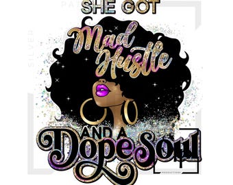 Sublimation Transfer Mad Hustle Black Woman Ready to Apply Cup Mug Tumblers Shirts