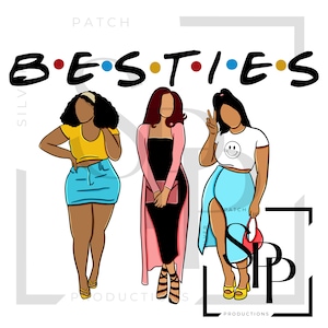 UV DTF Mooie vrouwen van kleur Besties Print Klaar om permanente zelfklevende sticker aan te brengen, bekers, telefoonhoesjes, brillen, auto's
