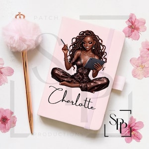 UV DTF Personalized African American Woman Sitting With Locs A5 Size Print Ready to Apply Permanent Adhesive Sticker Cups Book Covers
