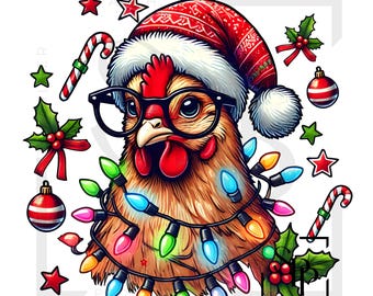 UV DTF Weihnachten Huhn Druck bereit, permanent klebende Aufkleber Tassen Telefon Gläser Autos gelten