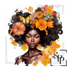 UV-DTF-sticker Afro-Amerikaanse mooie vrouw Bloem haarontwerp Print klaar voor aanbrengen Permanente zelfklevende cups Telefoonhoesjes Bril Auto's