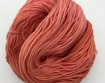 Coral 4ply hand dyed merino nylon sock yarn 100g