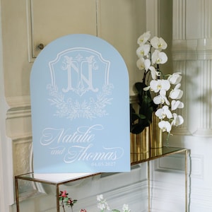 Wedding Crest Acrylic Welcome Sign, 36 Inches Tall,  1/8&quot; Acrylic with permanent Ink, Not Vinyl Stickers. Digital File Opt.