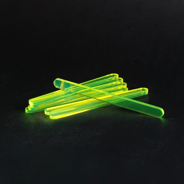 12 Neon Green/Yellow Reusable Acrylic Cakesicle Popsicle Sticks (Sets of 12)