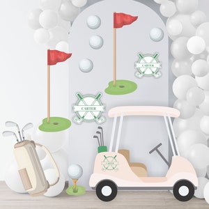 Personalized Large Golf Cart Props Decor, Hole in One Birthday Party Cutouts , Professionally Printed Corrugated Plastic. Customize w/ Name