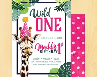 EDITABLE Safari Wild One First Birthday Invitation Printable | Etsy