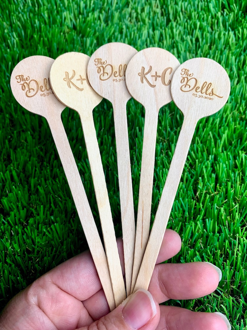 50 Custom Wood Wedding Stir Sticks Cocktail Sticks Wedding Etsy