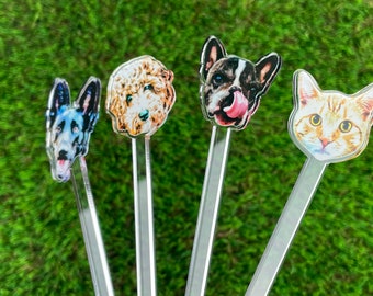 Print YOUR Dog Pet Stir Sticks, 2-sided Signature Drink, I Do Too & Dog Of Honor, Watercolor Acrylic Cocktail Stirrers, Wedding Swizzle