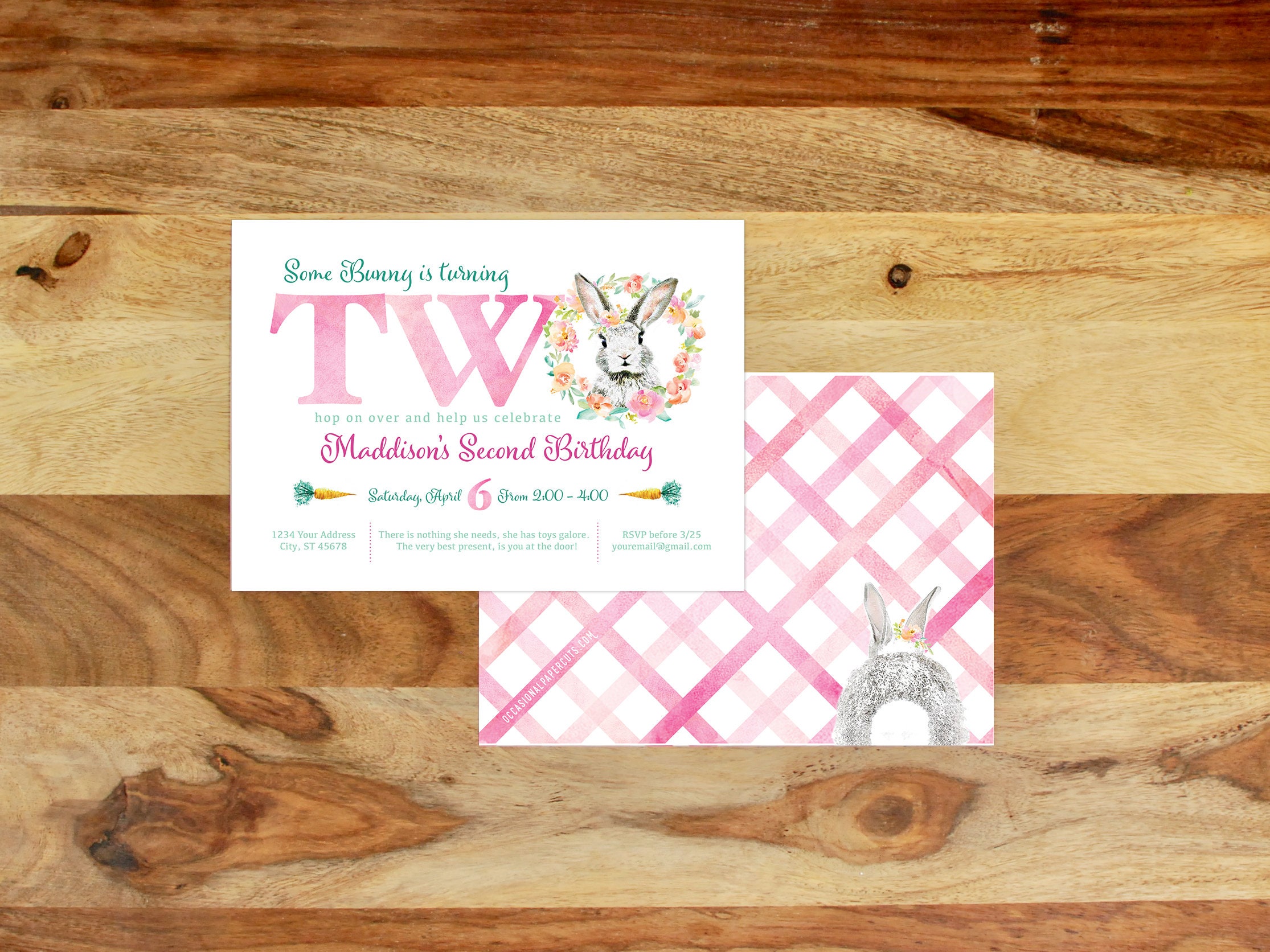 EDITABLE Some Bunny is Two Bunny Girl Second Birthday - Etsy