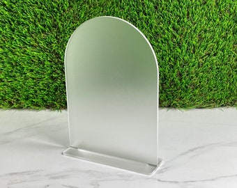 Blank Bar Menu Sign, Standing Wedding Menu Sign, Arched Round Top Table Menu - Clear Frosted Acrylic