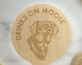 50 Minimalist Dog Wood Stir Sticks, Drinks on Me Stir Sticks. Pick Your Dog Breed-- 6" tall Stirrers