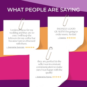 May include: Three white note cards with positive customer reviews about a product. The reviews are about the quality of the product and the seller's communication. The reviews are written in a casual and friendly tone.