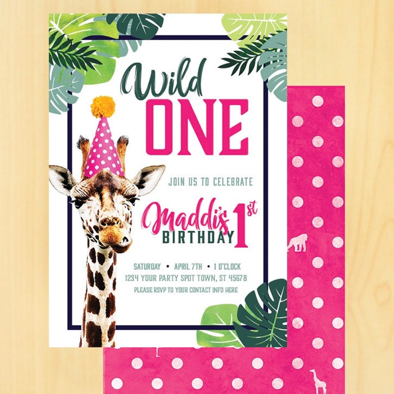 EDITABLE Safari Wild One First Birthday Invitation Printable | Etsy