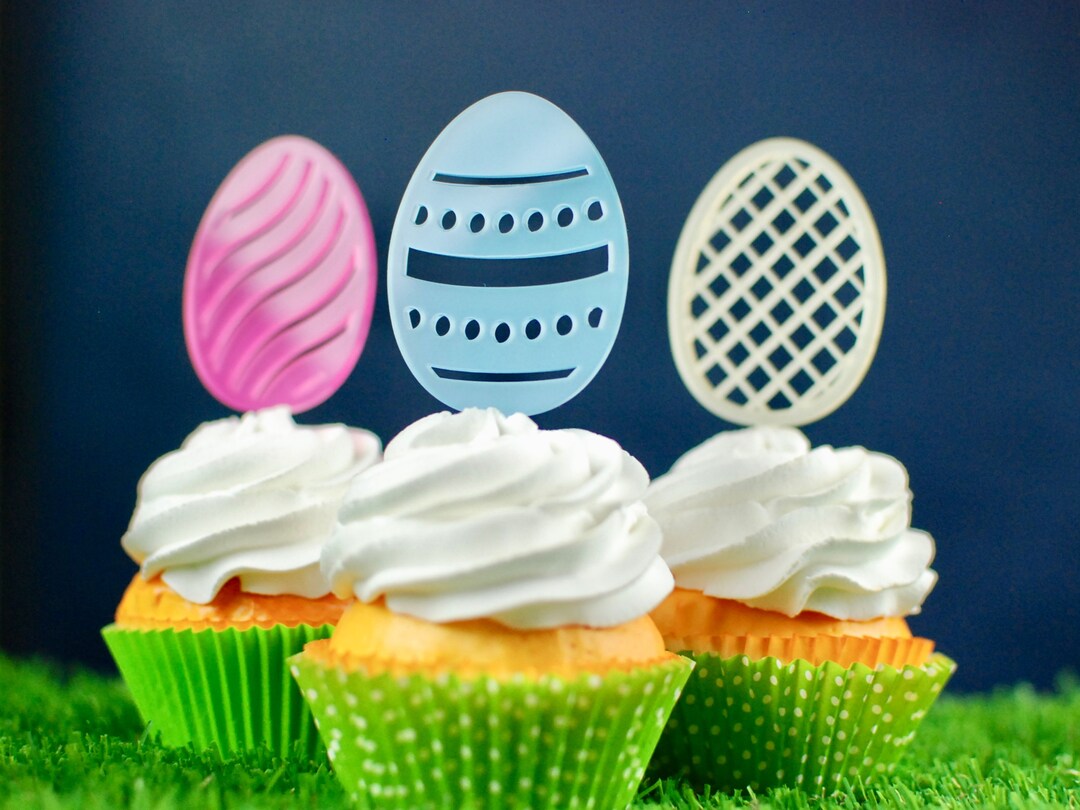 Eggsellent Multicolored Acrylic Easter Egg Cupcake Toppers Etsy