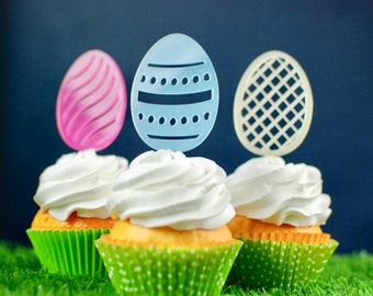 Eggsellent Multi-Colored Acrylic Easter Egg Cupcake Toppers