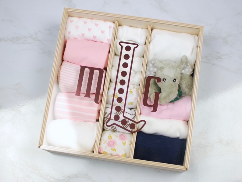 Rose Gold Monogrammed Baby Girl Gift Box