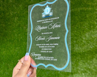 Custom Acrylic Quinceañera Invitations, Invitaciones Quinceañera, Sweet 16 Invitation, Acrylic Wedding Invitation