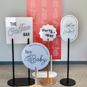 Acrylic Sign Stand Base, Raw Wood Ready For You to Paint Any Color. Holds 3/16&quot; Foam Board and up to 1/4&quot; Acrylic